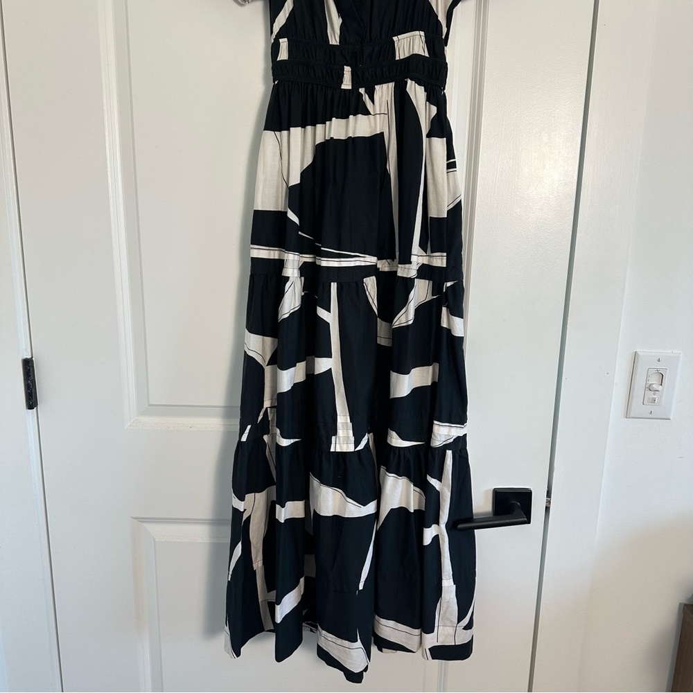 Anthropologie (XXS) Maeve Somerset Tiere Maxi Dress Black/White Abstract Print - Picture 8 of 9